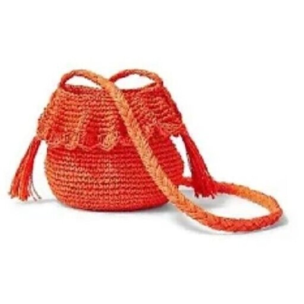 Orange Crochet Crossbody Clutch Wristlet